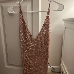 Rose gold sequin open back tank